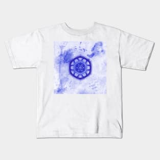 Blue wheel of fortune mandala Kids T-Shirt